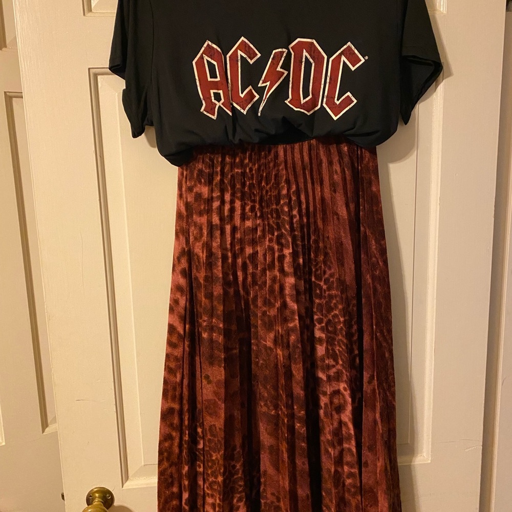 Leopard pleated skirt- L